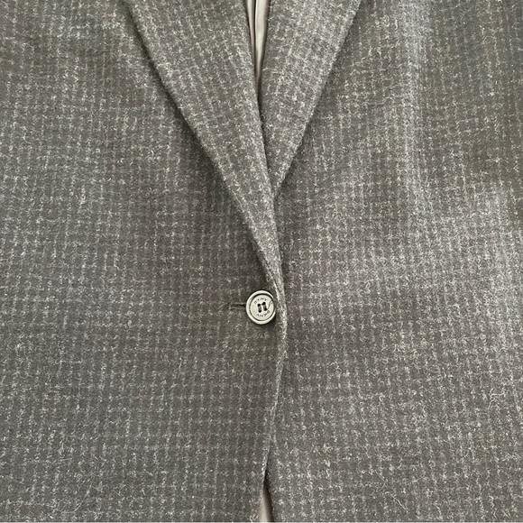 DKNY Charcoal/Black Grid Print Wool Blend Single Button Coat - Sz 8 - Picture 9 of 16